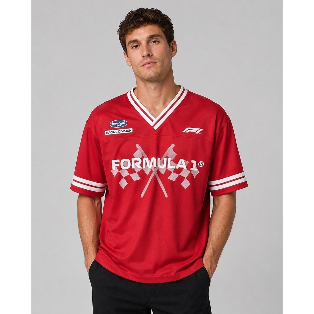 Formula 1 Racing Jersey Mens XL Red Mesh Graphic Tee Blockcore Motorsport